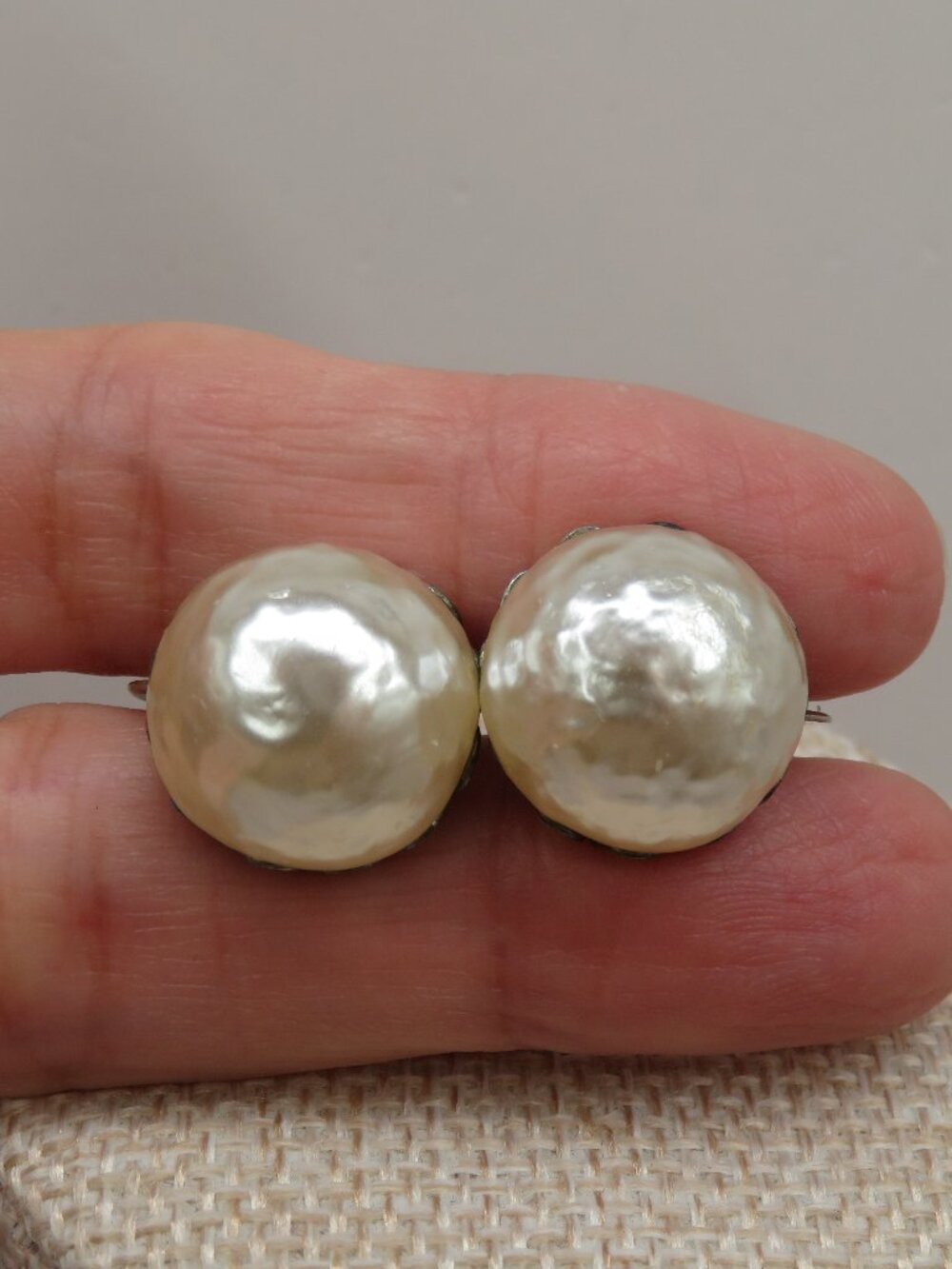 Vintage Miriam Haskell Silver Tone Screw Back Earrings